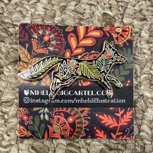 NWT MHELD Floral Fox Enamel Pin - Multicolor